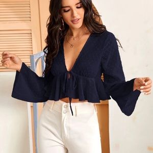 Plunging Self-Tie Crop Top